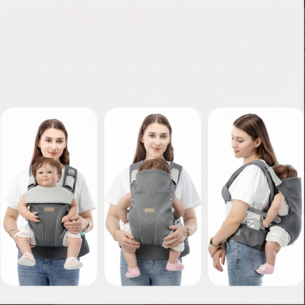 Baby Carrier — 3 Ways to Wear, White Background