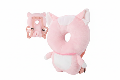 Baby Head Protector Backpack Pink Cat – White Background