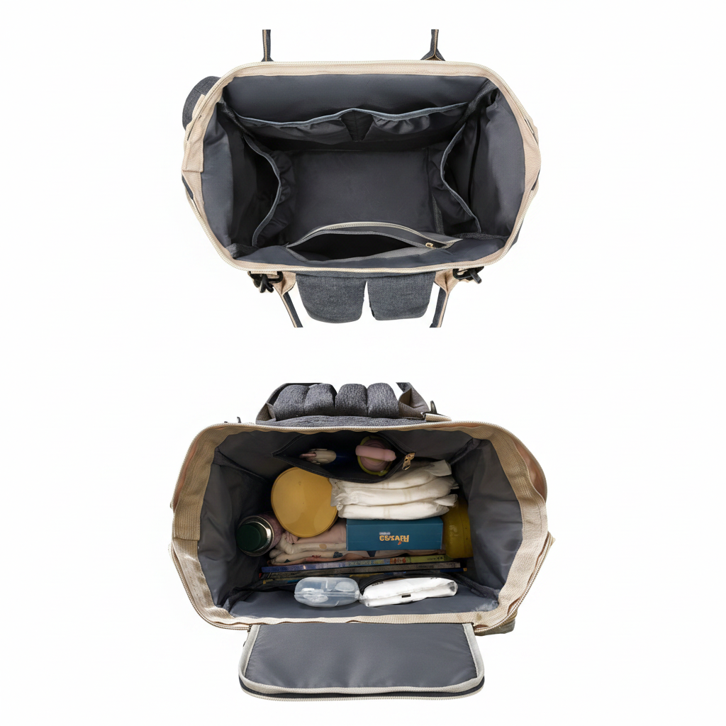 Diaper Backpack Interior — White Background