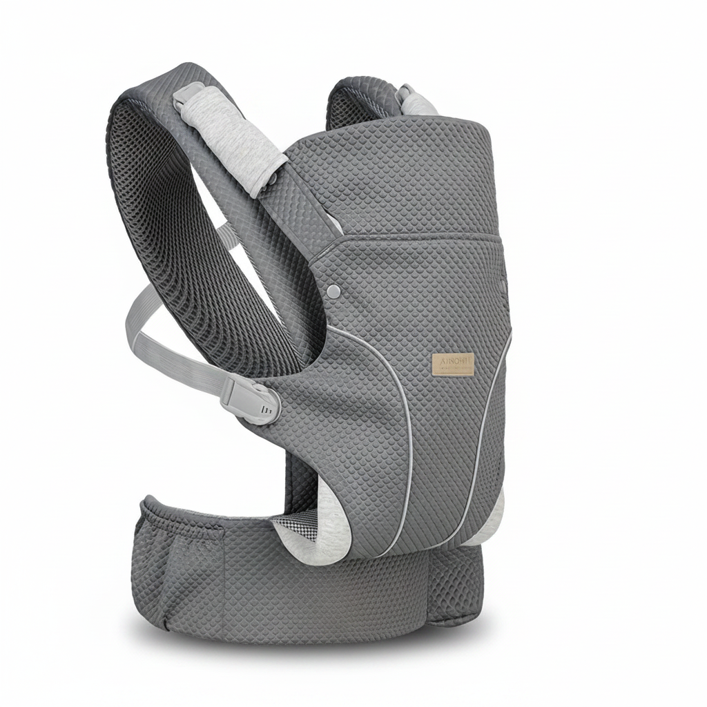 Premium Dark Grey Baby Carrier — White Background